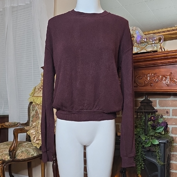 Brandy Melville Tops - Brandy Melville Crewneck Sweatshirt OS Burgundy